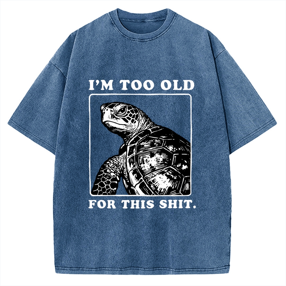 Unisex Turtle I Quit Meme Energy Printed Washed Tee