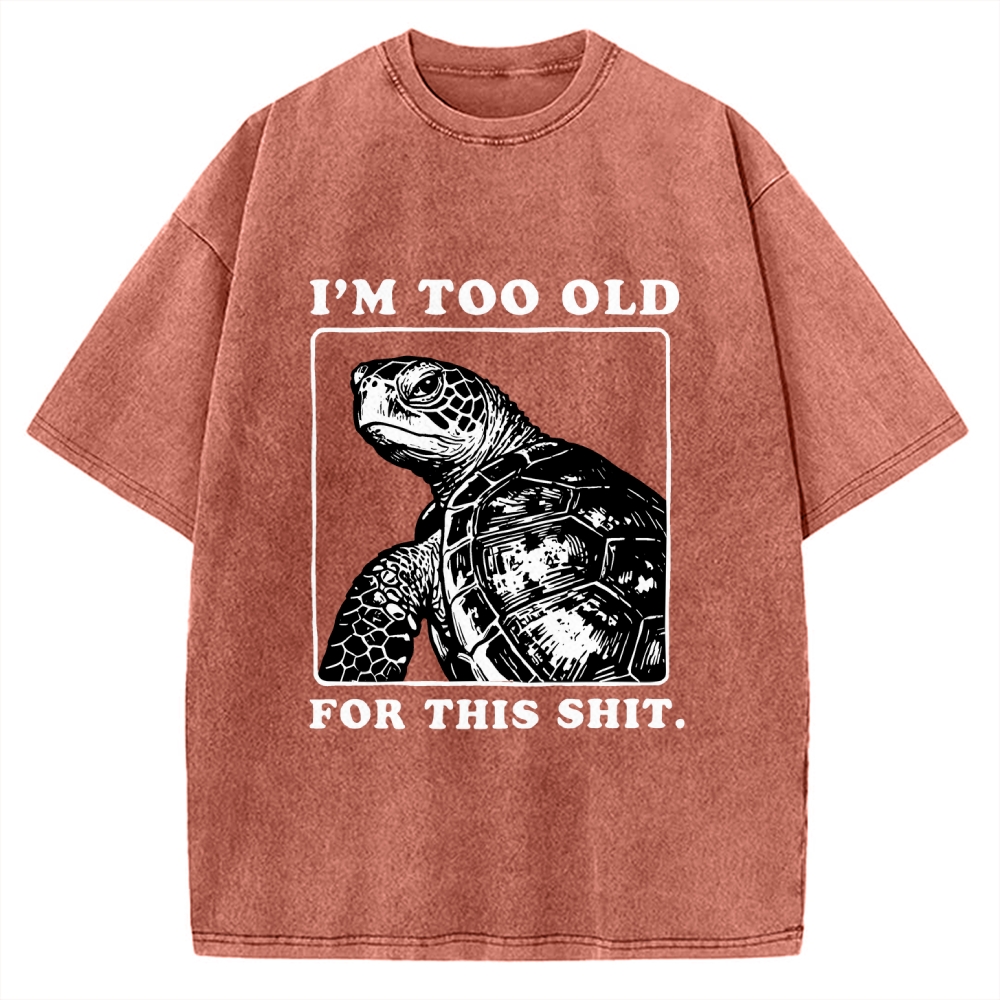 Unisex Turtle I Quit Meme Energy Printed Washed Tee