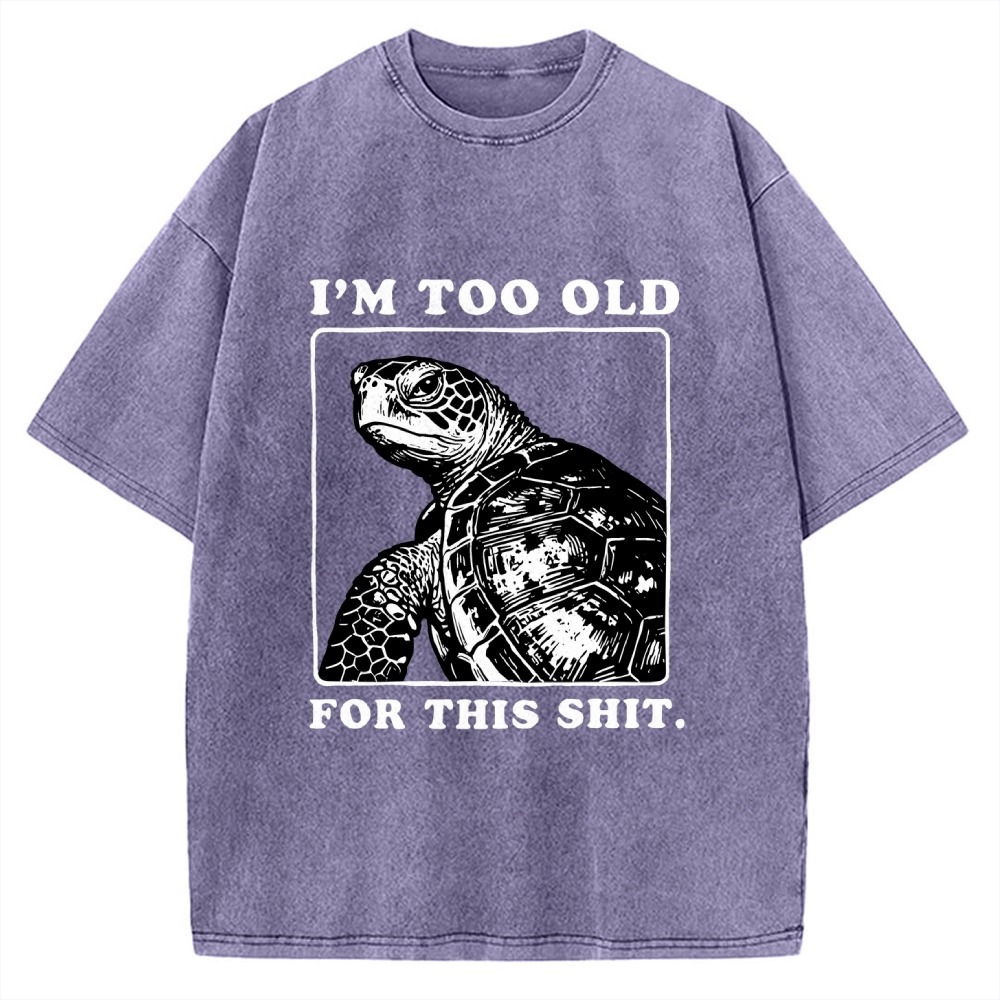 Unisex Turtle I Quit Meme Energy Printed Washed Tee
