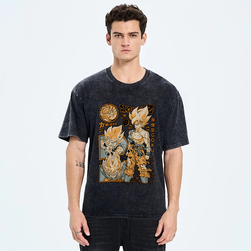 Unisex Dragon Ball Goku Printed Washed Tee