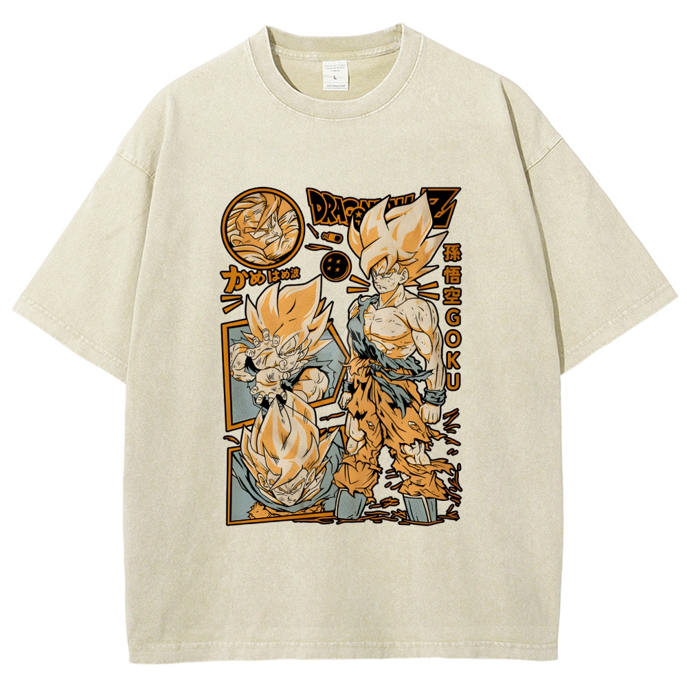 Unisex Dragon Ball Goku Printed Washed Tee