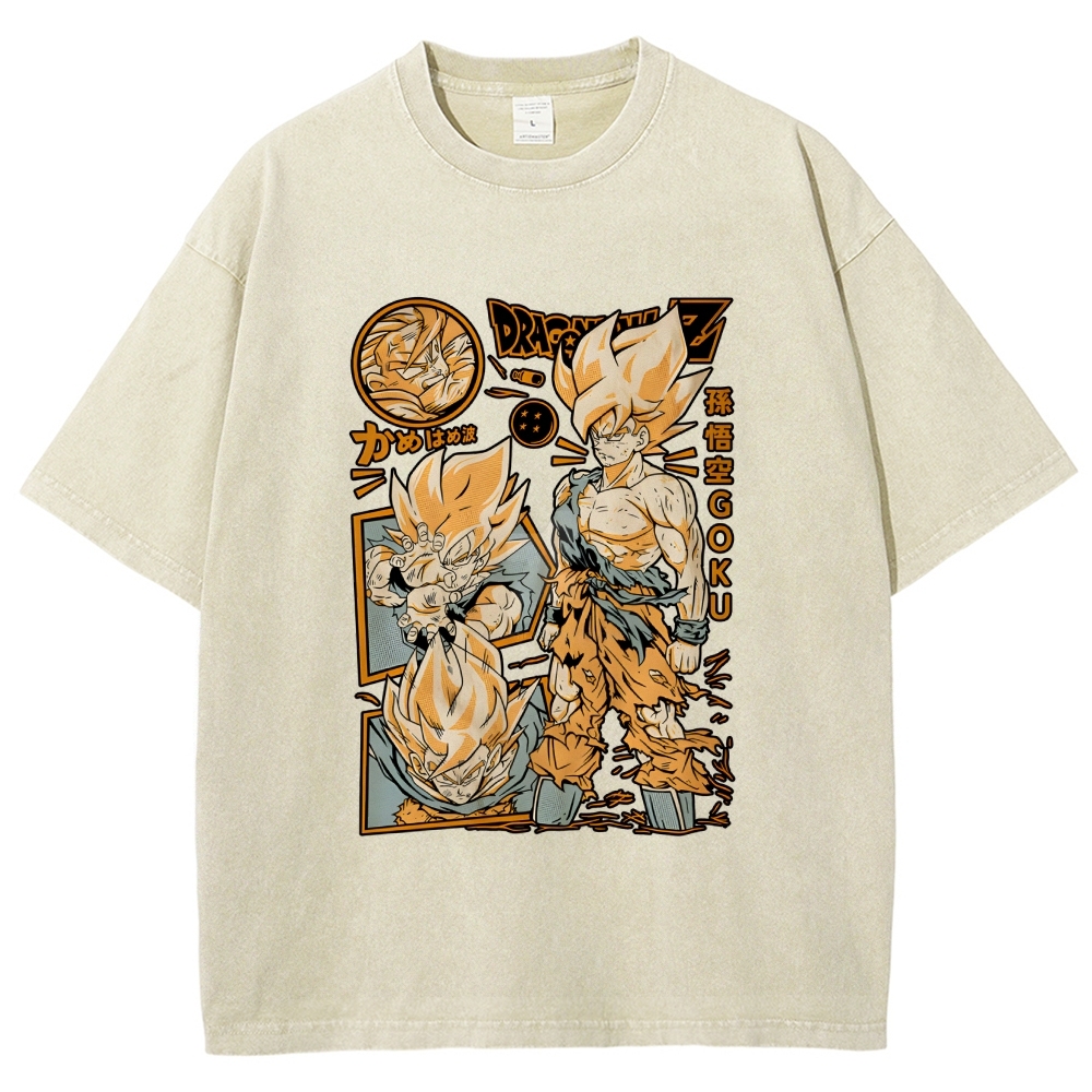 Unisex Dragon Ball Goku Printed Washed Tee