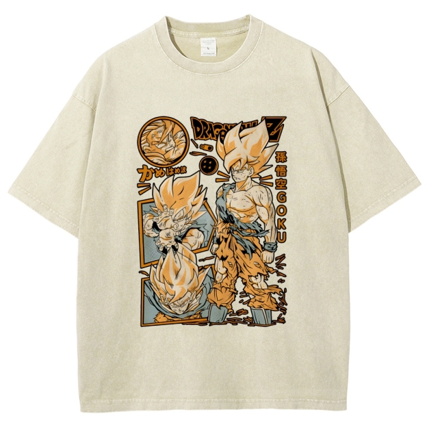 Unisex Dragon Ball Goku Printed Washed Tee