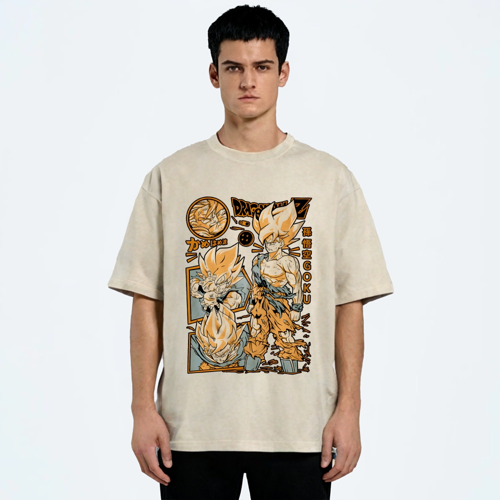 Unisex Dragon Ball Goku Printed Washed Tee