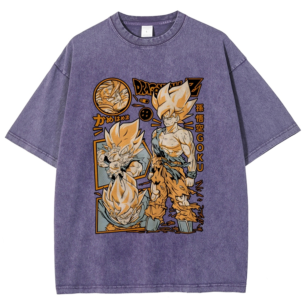 Unisex Dragon Ball Goku Printed Washed Tee