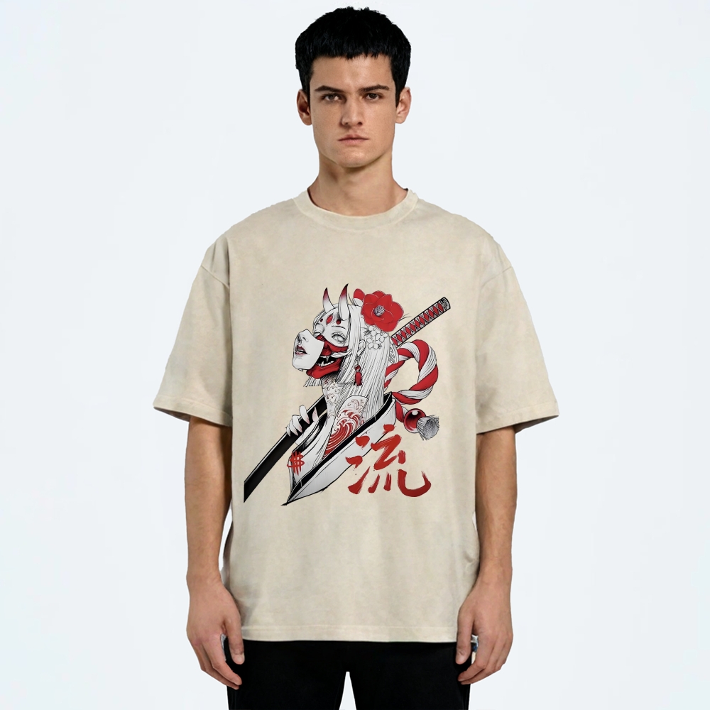  Japanese Design Vintage Washed T-Shirt