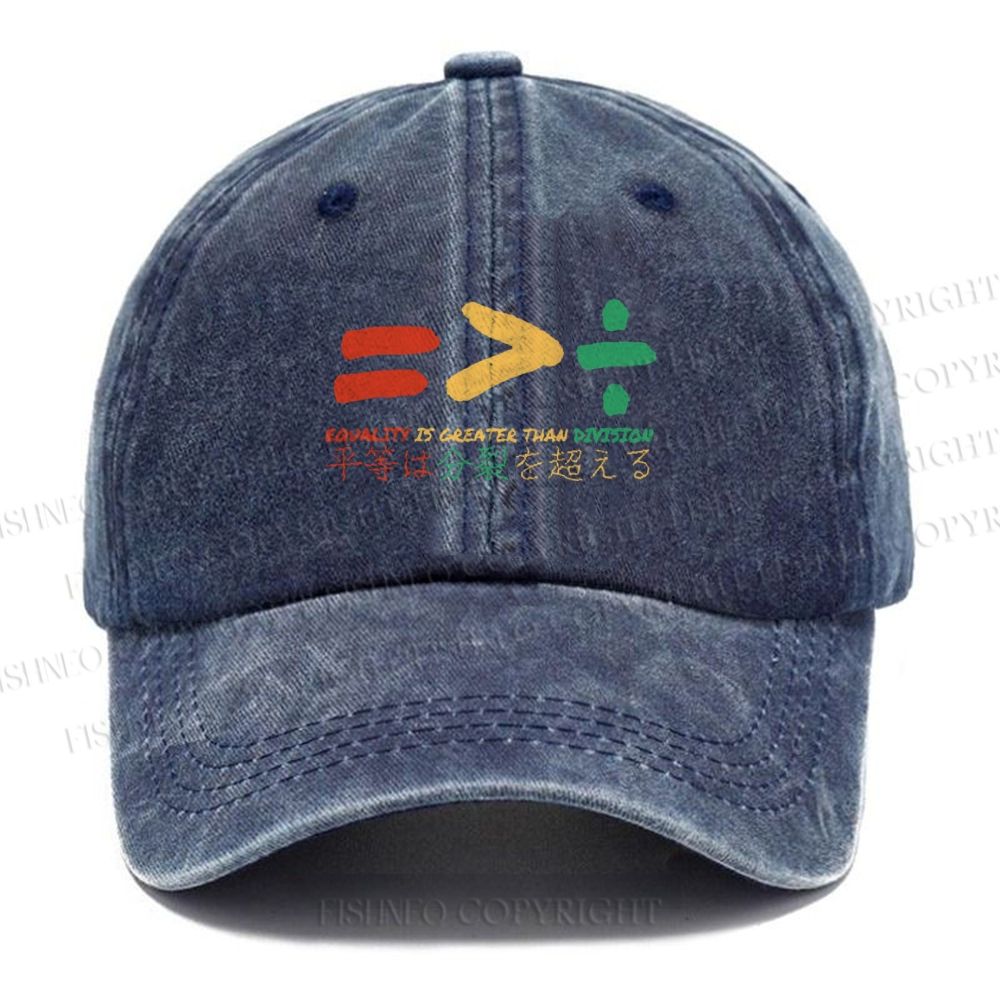 Unisex Equality Is Greater Than Division Vintage Casual Washed Cap