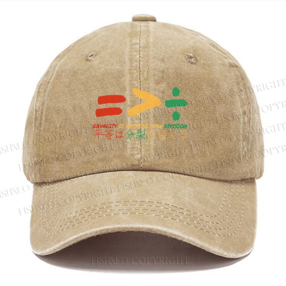 Unisex Equality Is Greater Than Division Vintage Casual Washed Cap