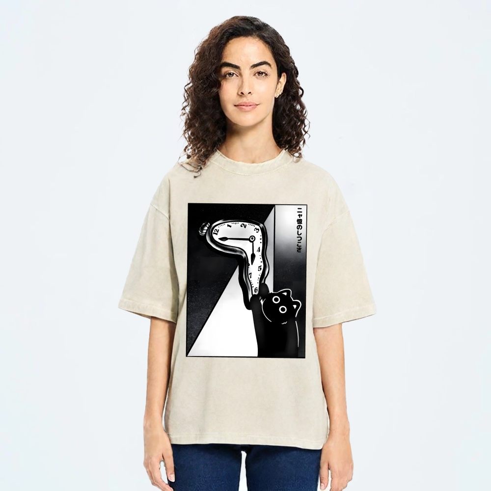 Unisex The Purrsistence Of Meowmory Printed Washed Tee