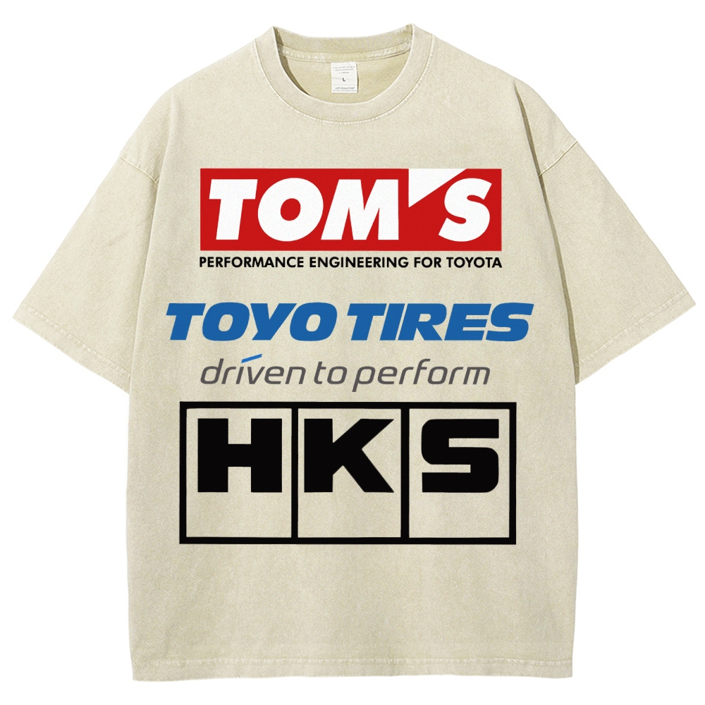 Tom's, Toyo Tires, HKS Vintage Wash Japanese Design T-Shirt