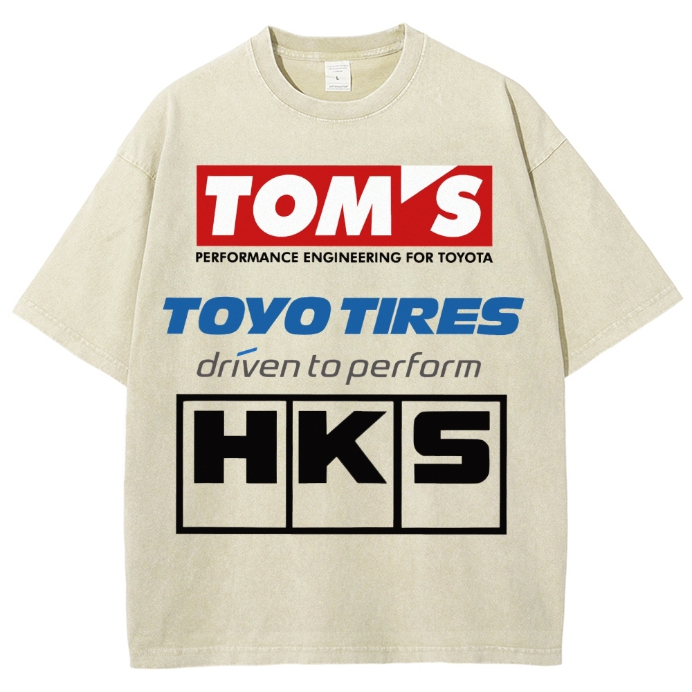 Tom's, Toyo Tires, HKS Vintage Wash Japanese Design T-Shirt