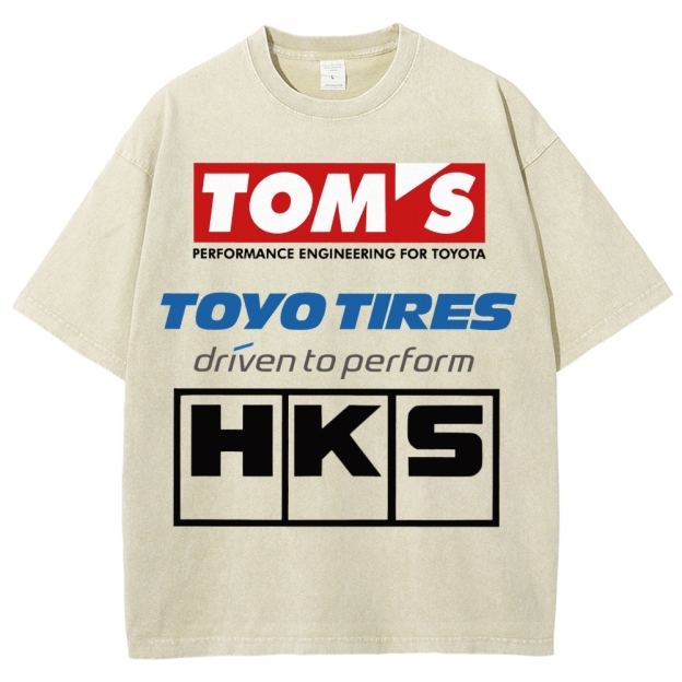 Tom's, Toyo Tires, HKS Vintage Wash Japanese Design T-Shirt