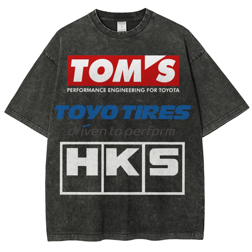 Tom's, Toyo Tires, HKS Vintage Wash Japanese Design T-Shirt