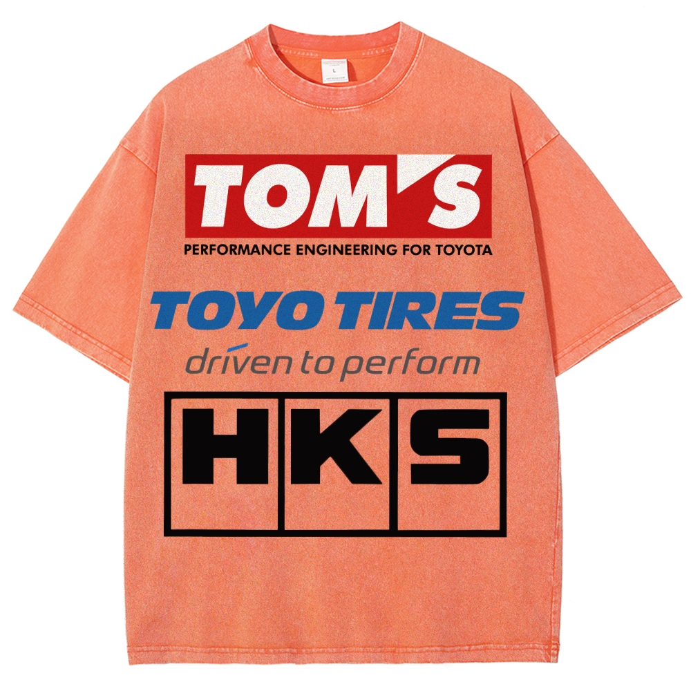 Tom's, Toyo Tires, HKS Vintage Wash Japanese Design T-Shirt