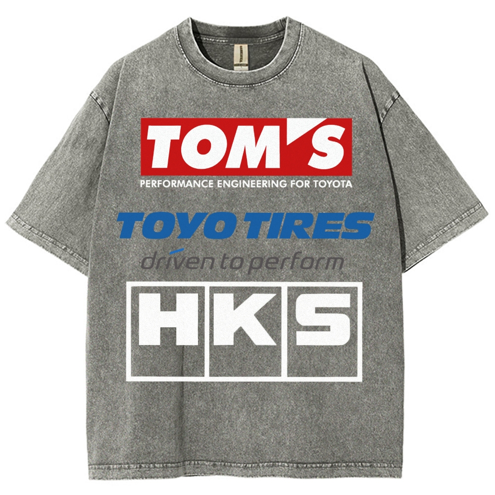 Tom's, Toyo Tires, HKS Vintage Wash Japanese Design T-Shirt
