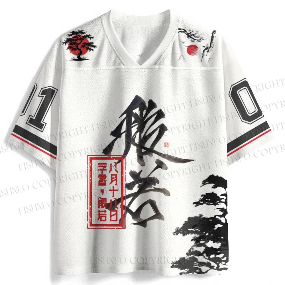 Japanese Calligraphy And Landscape Jersey Shirts