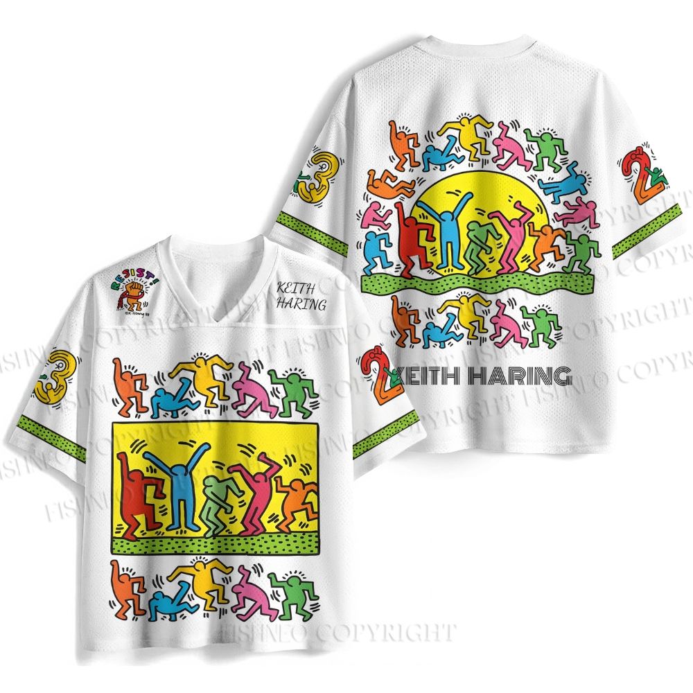 Keith Haring Dancing Figures Printed Jersey Shirts