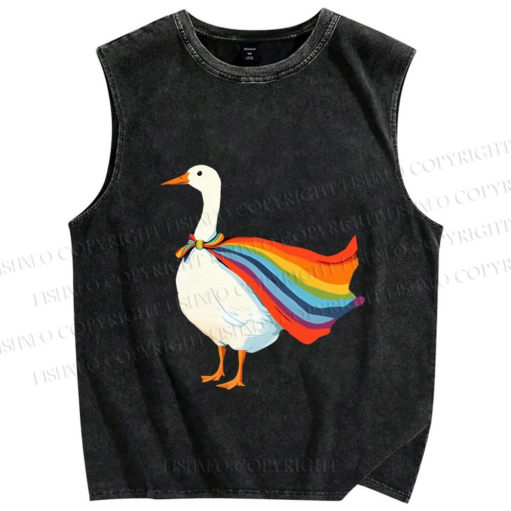 Unisex Proud Goose Printed Washed Tank Top