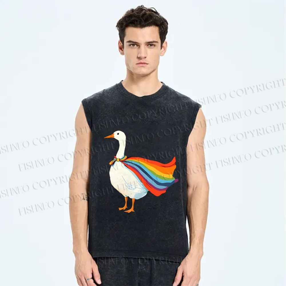 Unisex Proud Goose Printed Washed Tank Top