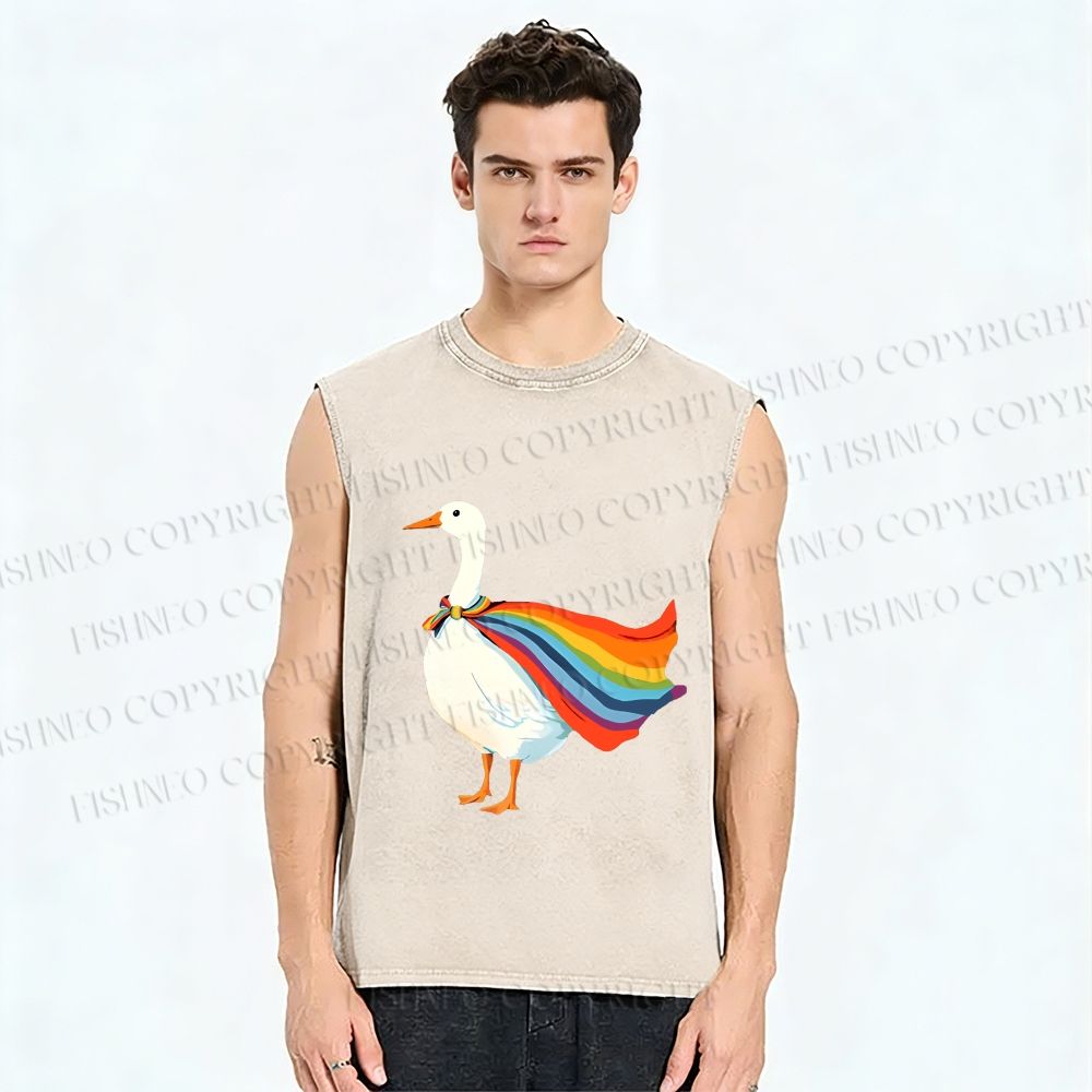 Unisex Proud Goose Printed Washed Tank Top