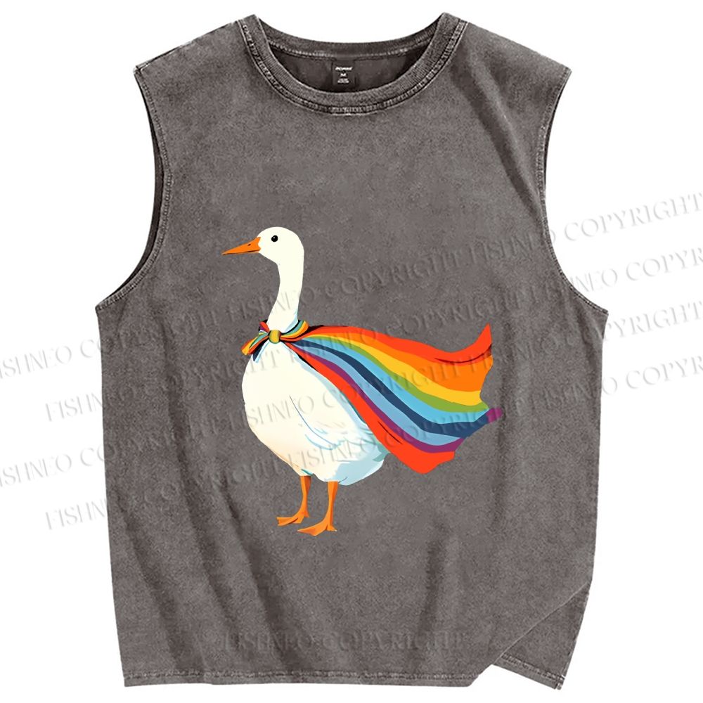Unisex Proud Goose Printed Washed Tank Top
