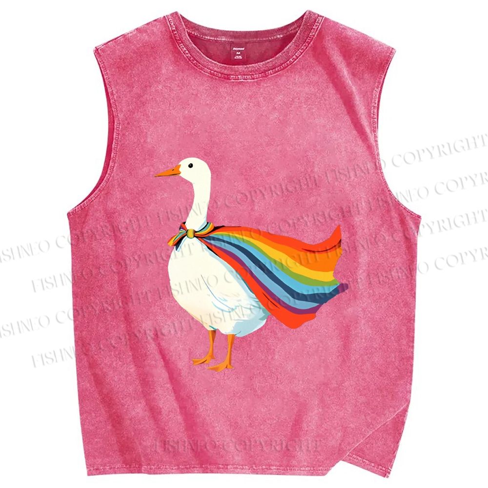 Unisex Proud Goose Printed Washed Tank Top