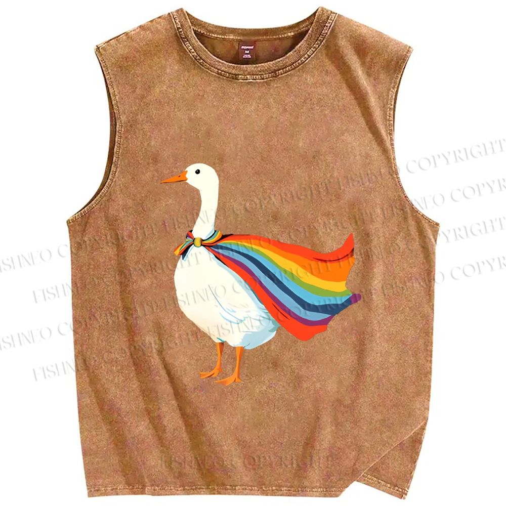 Unisex Proud Goose Printed Washed Tank Top