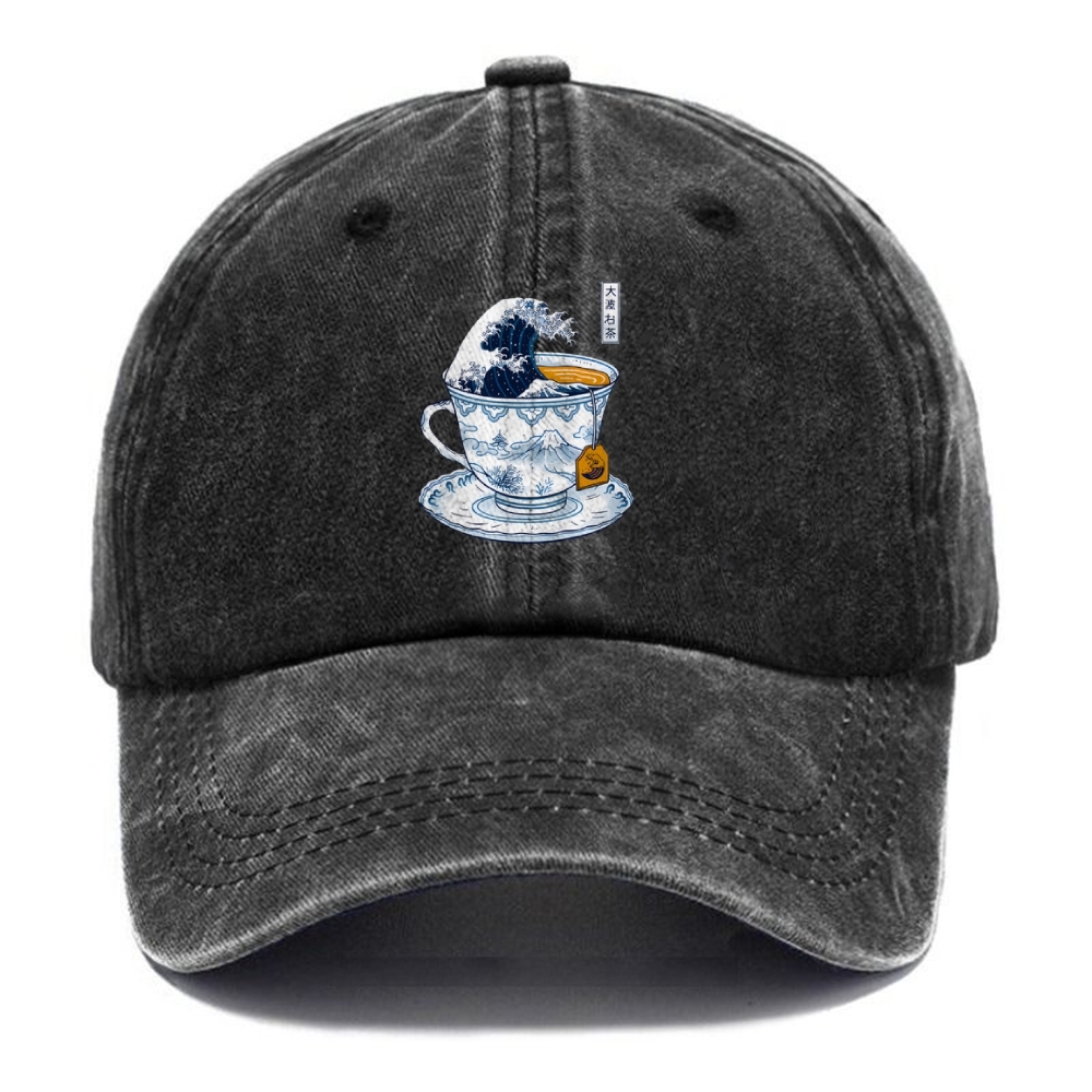 Tokyo-Tiger The Great Kanagawa Tea Wave Washed Cap