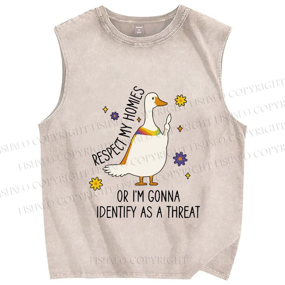 Unisex Goose Pride Art Printed Washed Tank Top