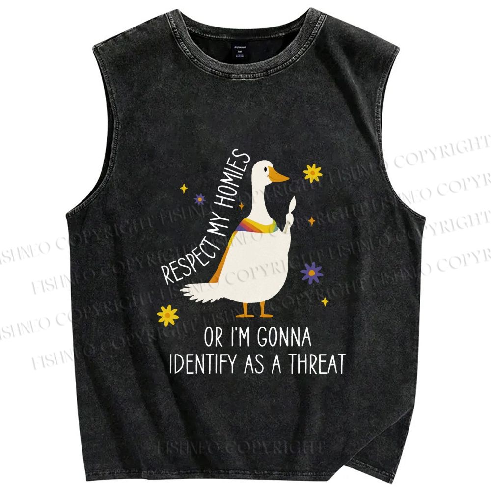 Unisex Goose Pride Art Printed Washed Tank Top
