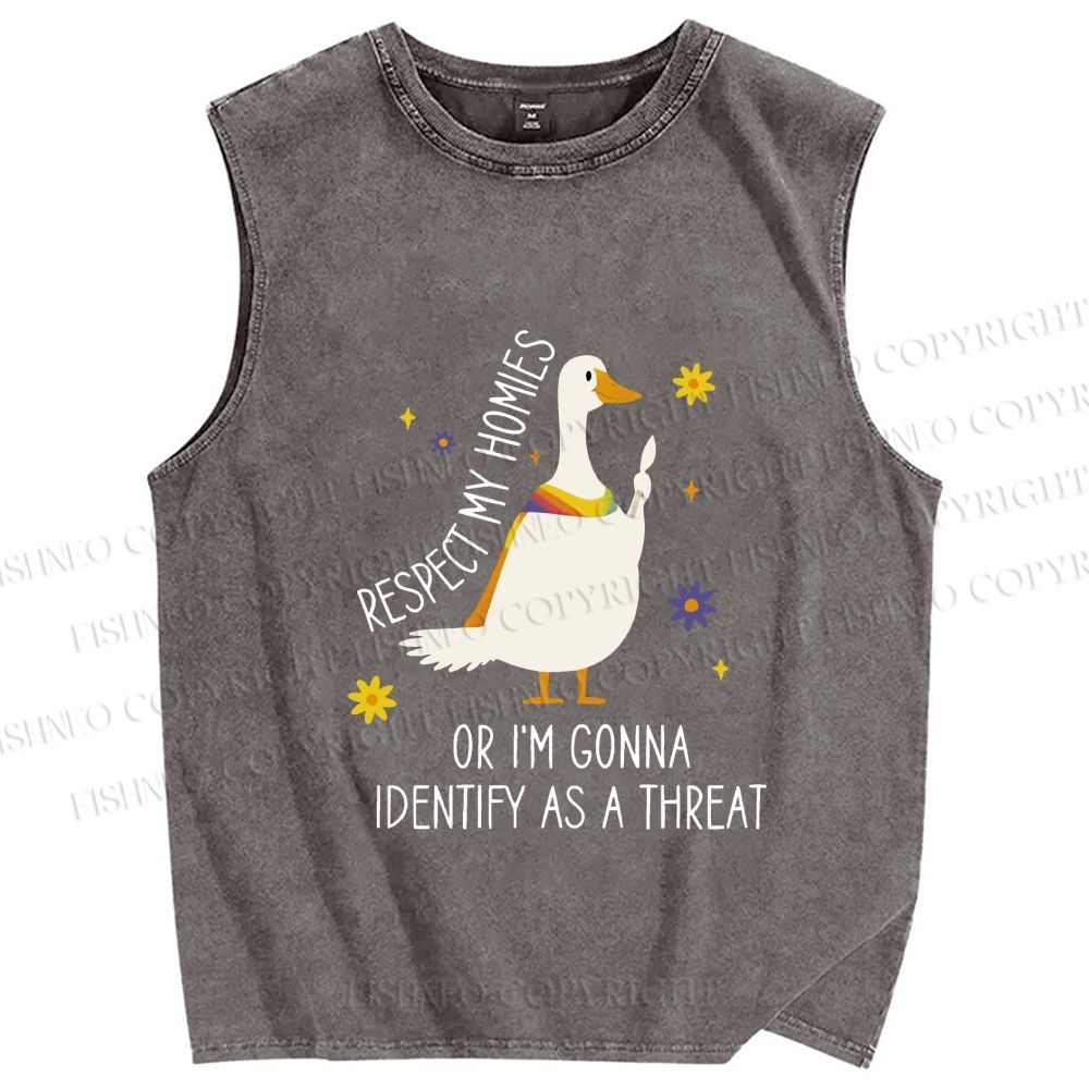 Unisex Goose Pride Art Printed Washed Tank Top