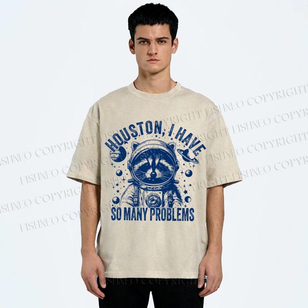 Unisex Houston I Have Problems Printed Washed Tee