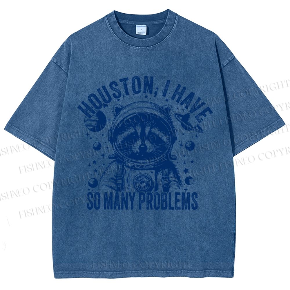 Unisex Houston I Have Problems Printed Washed Tee