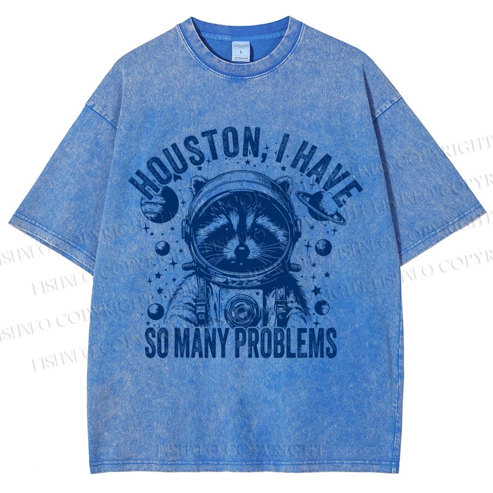 Unisex Houston I Have Problems Printed Washed Tee