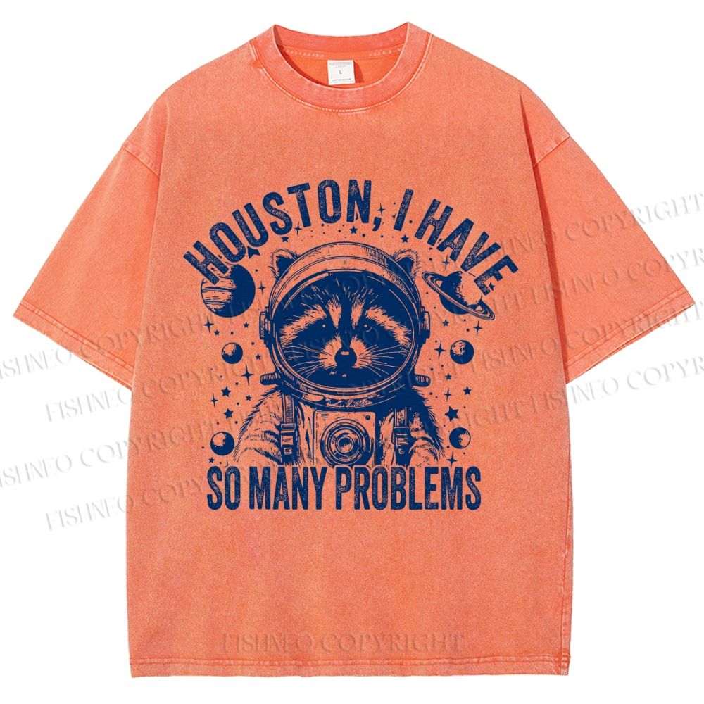 Unisex Houston I Have Problems Printed Washed Tee