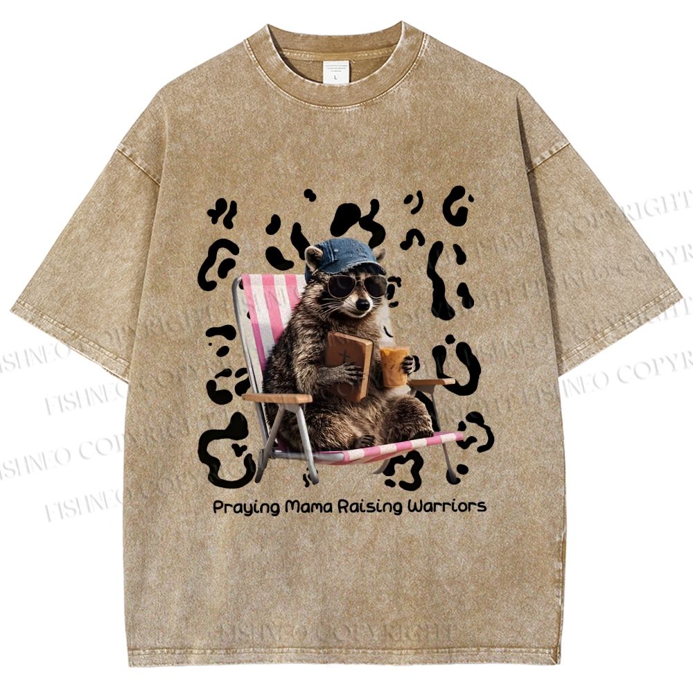 Unisex Praying Mama Christian Printed Washed Tee