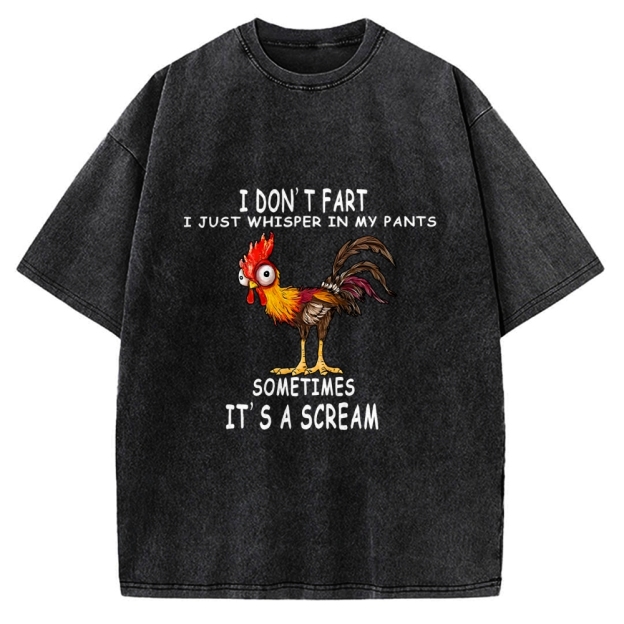 Funny Rooster Fart Meme Vintage Washed T-shirt
