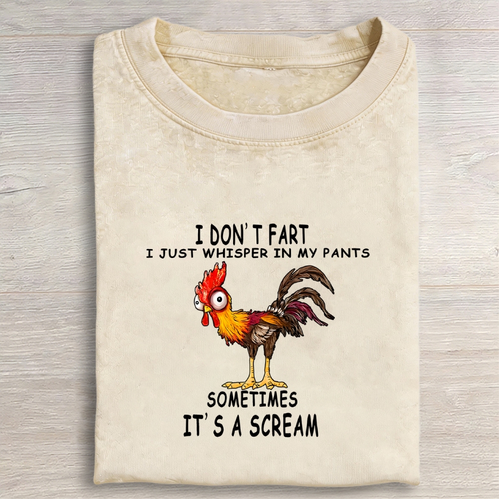 Funny Rooster Fart Meme Vintage Washed T-shirt