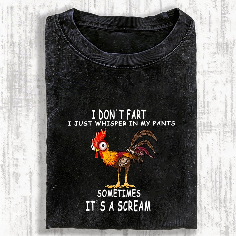 Funny Rooster Fart Meme Vintage Washed T-shirt