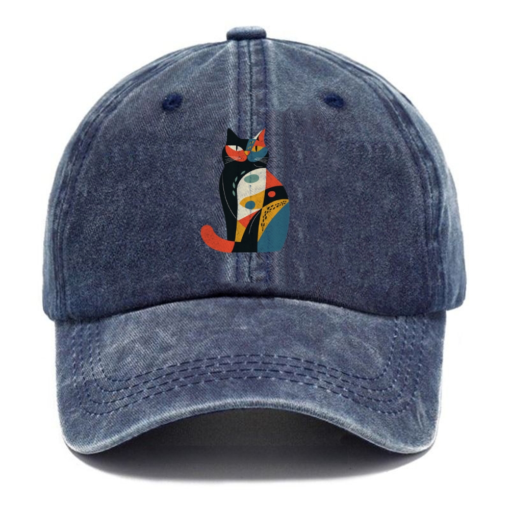 Abstract Elegance Colorful Cat Washed Cap