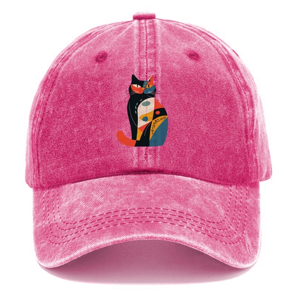 Abstract Elegance Colorful Cat Washed Cap