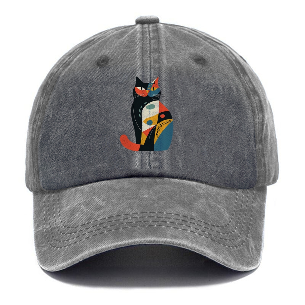 Abstract Elegance Colorful Cat Washed Cap