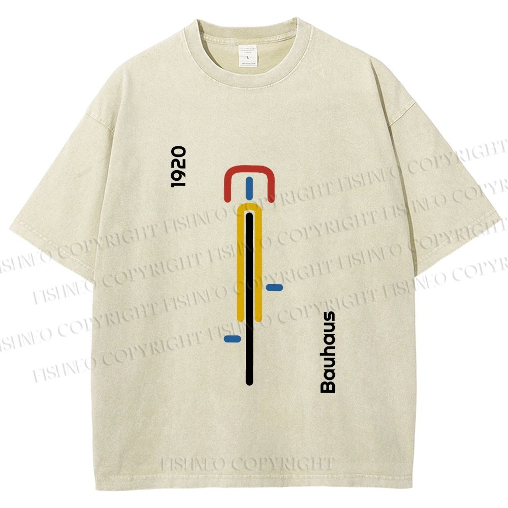 Unisex Bauhaus Bicycle Poster Printed Washed Tee