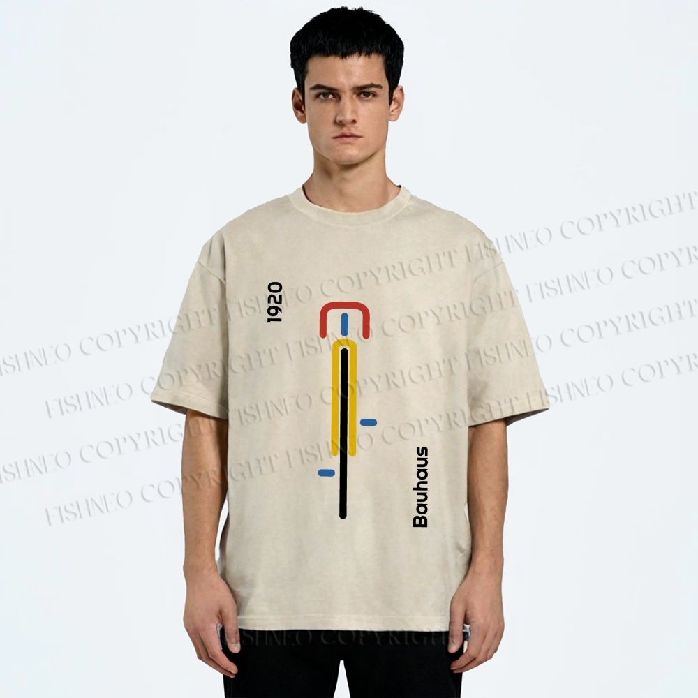 Unisex Bauhaus Bicycle Poster Printed Washed Tee