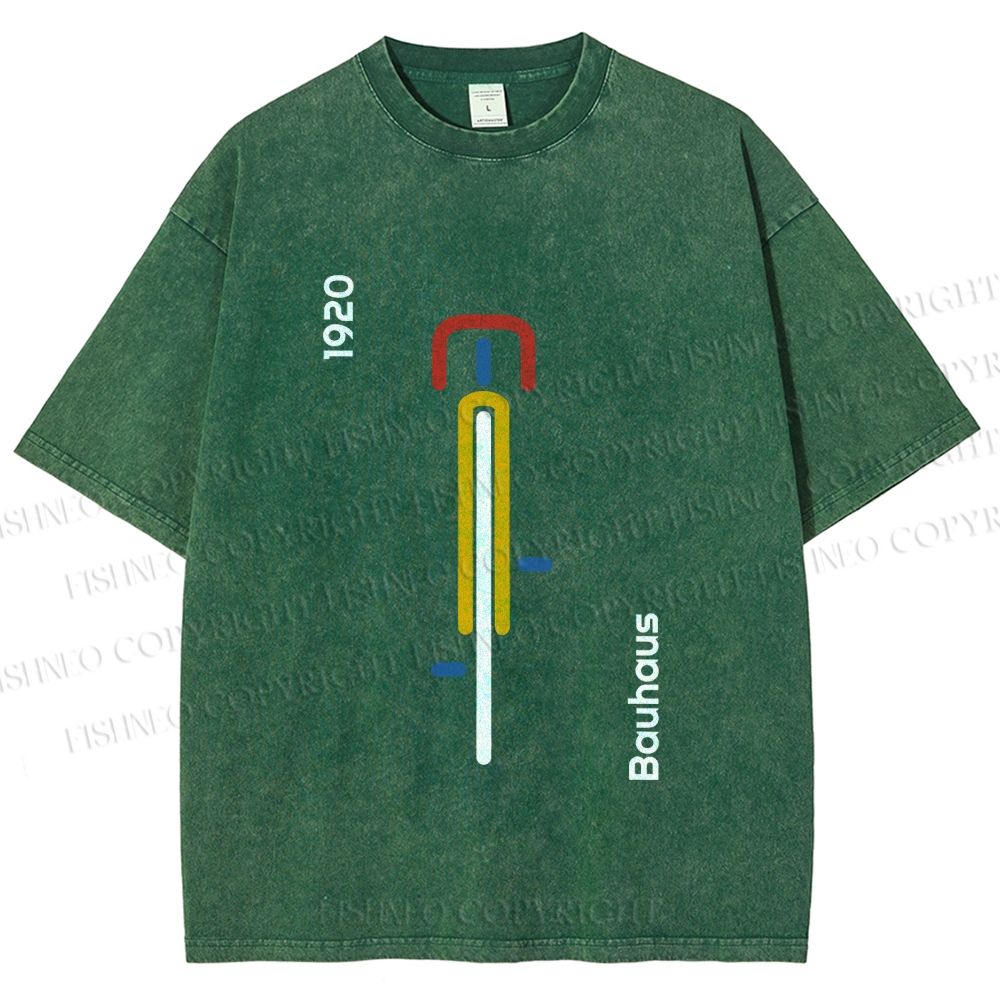 Unisex Bauhaus Bicycle Poster Printed Washed Tee