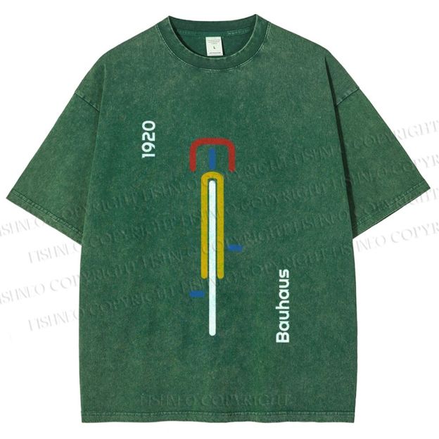 Unisex Bauhaus Bicycle Poster Printed Washed Tee