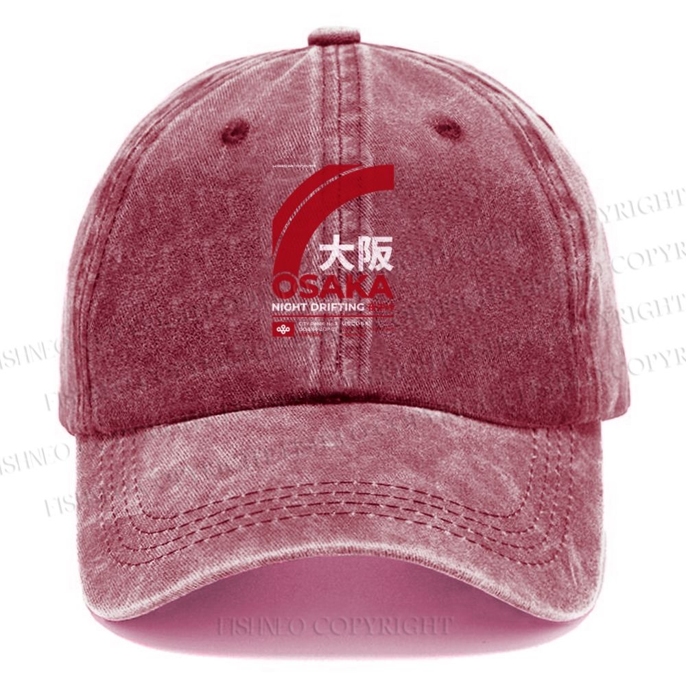 Unisex Osaka Printed Vintage Casual Washed Cap