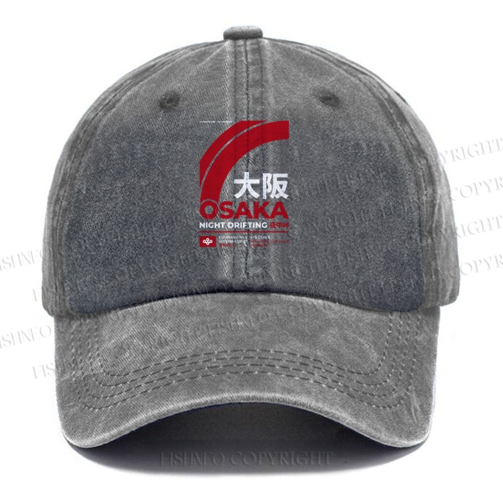 Unisex Osaka Printed Vintage Casual Washed Cap