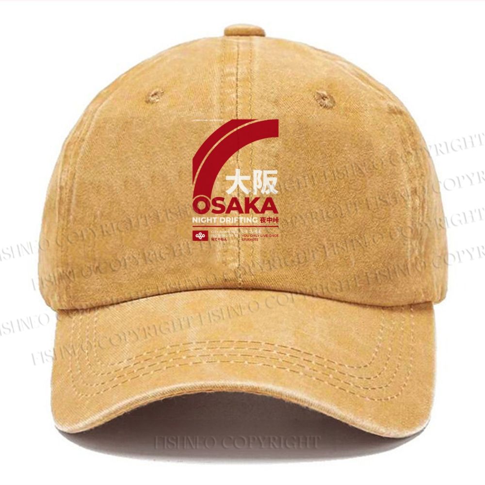 Unisex Osaka Printed Vintage Casual Washed Cap