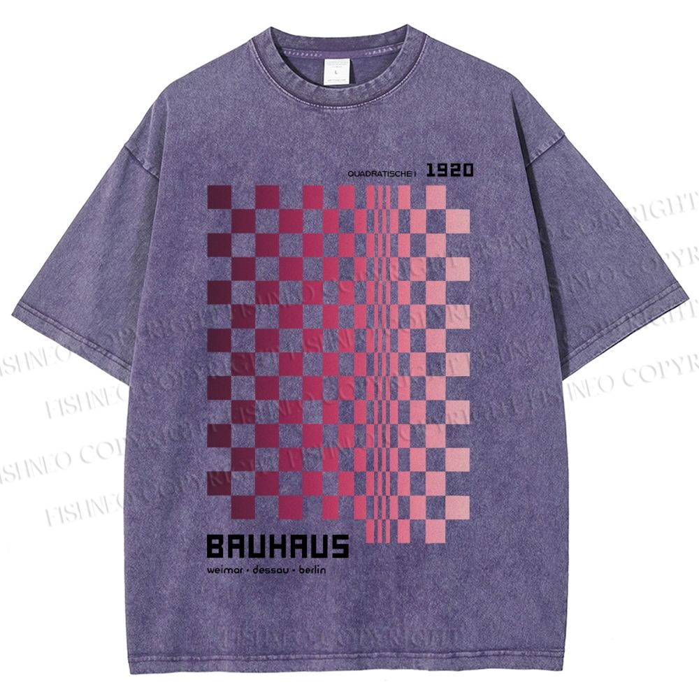 Unisex Bauhaus Pink Mosaic Printed Washed Tee